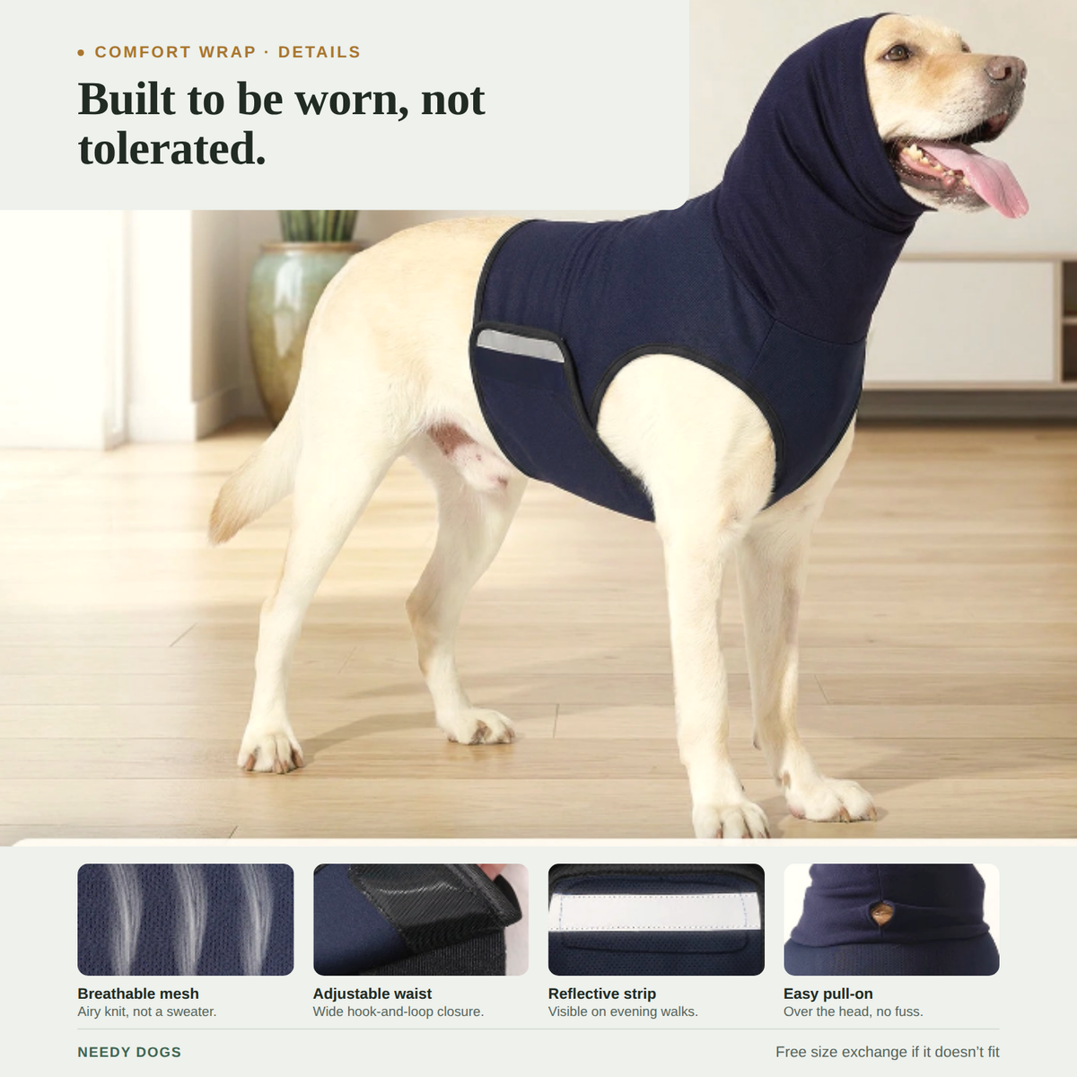 NeedyDogs Comfort Wrap — Calming Anxiety Vest for Dogs